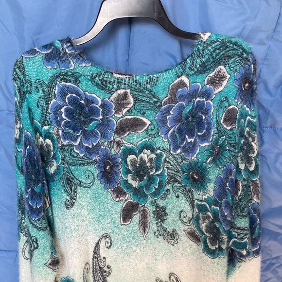 Relisted Ruby Rd sweater floral print ombré fuzzy pullover boho casual office 2X - Picture 7 of 17